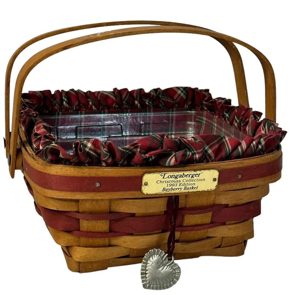 Longaberger Christmas Collection 1993 Edition Bayberry Basket Liner Fabric Heart
